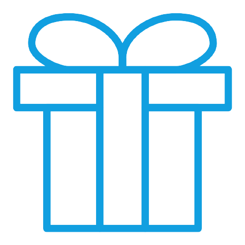 Icone em formato de presente azul